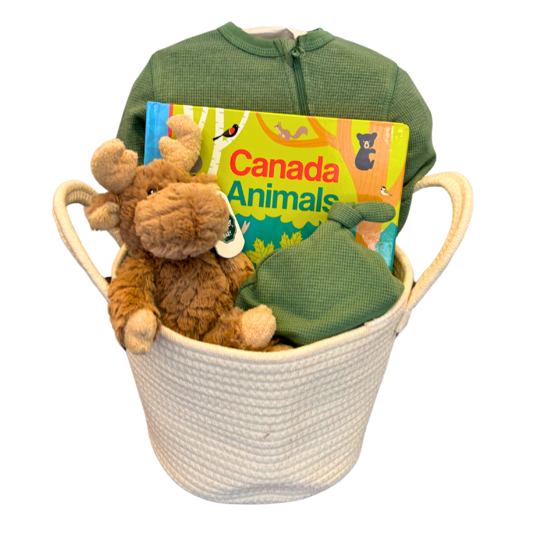 New Baby Boy Gift Basket - Moose