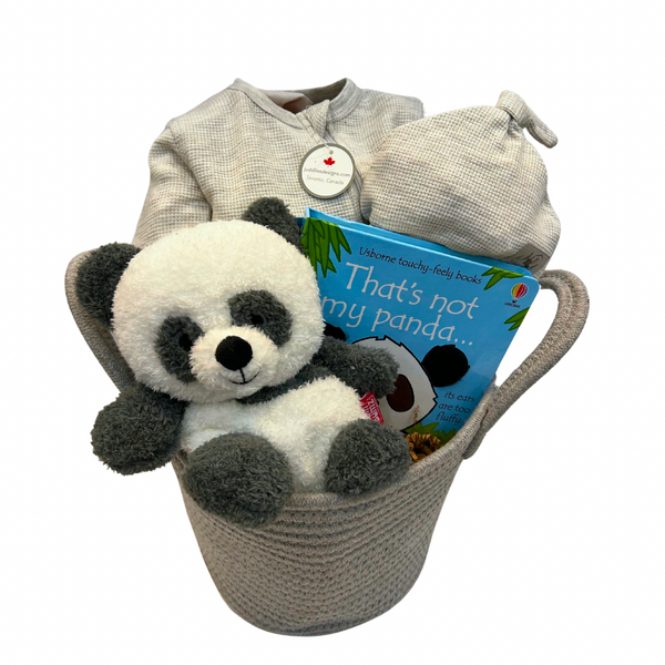 New Baby Gift Basket (grey, pink or green)
