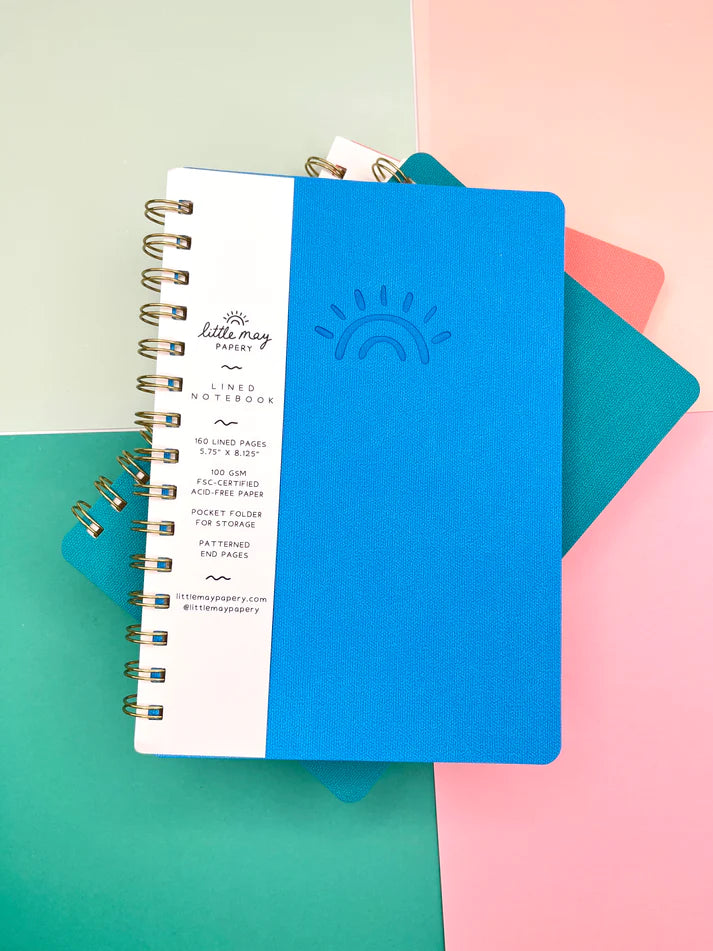 Buy ocean-blue Spiral Lined Notebook with Inner Pocket