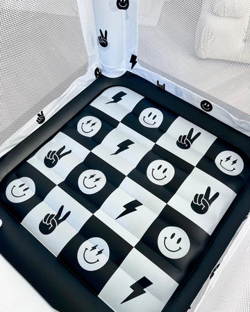 Magic Bounce House – Mini Cordless Indoor Bouncer in Monochrome Smiley - 0