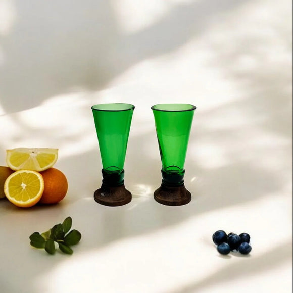 Green Glass shooters (set of 2)