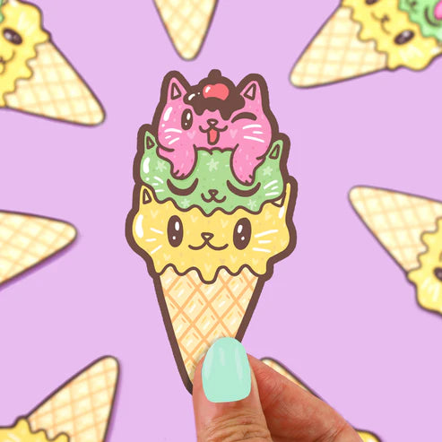 Ice Cream Cone Cat Vinyl Sticker
