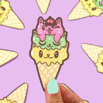 Ice Cream Cone Cat Vinyl Sticker