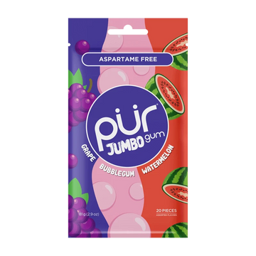 PUR Jumbo Grape Bubblegum Watermelon Gum (20pc Bag)