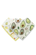 2 bandana set, one with avocadoes and the other one with tacos, avocadoes, and oranges