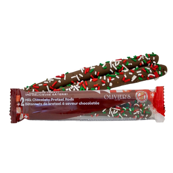 Chocolate Pretzel Rod - xmas sprinkles