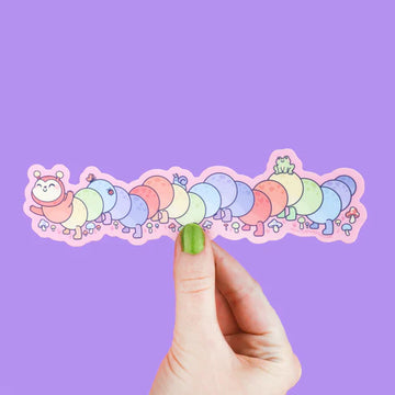 Rainbow Caterpillar Long Vinyl Sticker