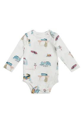 All Aboard (train patterned) Long Sleeve Bodysuit (Loulou Lollipop)