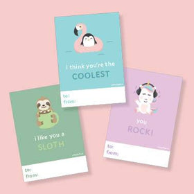 Love Notes - Animal Collection - Set of three handmade Canadian Valentine’s Day gift cards with animal designs and playful messages.