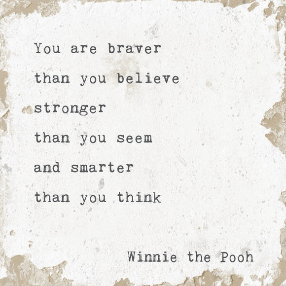 You Are Braver (Winnie the Pooh) Marble Coaster