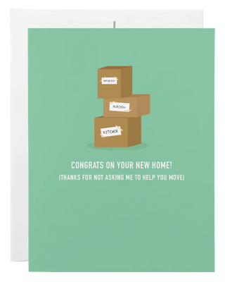 A teal card with stacked boxes and the words 