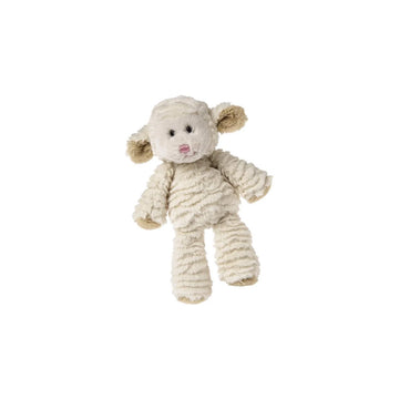 Marshmallow Zoo Jr. Lamb 9" - Soft cream-colored Marshmallow Zoo Jr. lamb plush with textured fur, handmade Canadian baby gift.