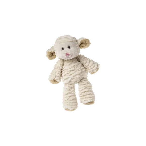 Marshmallow Zoo Jr. Lamb 9" - Soft cream-colored Marshmallow Zoo Jr. lamb plush with textured fur, handmade Canadian baby gift.