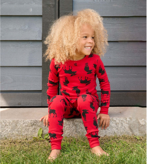 Moose on Red Kids Pajama Set