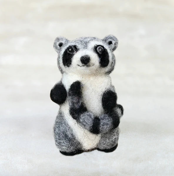 Needle Felted Raccoon Ornament