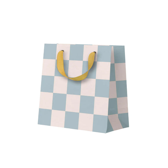 Pale Blue Checkerboard Mini Gift Bag