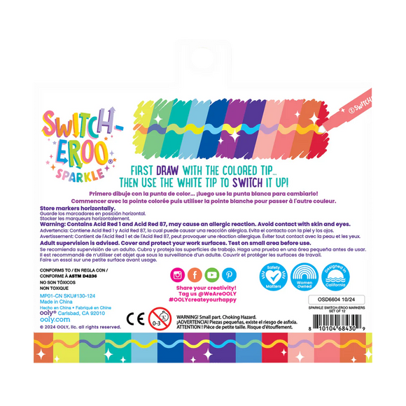 Switch-Eroo Sparkle Glittery Color Changing Markers - Set of 12