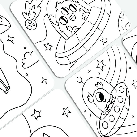 Undercover Art Hidden Pattern Coloring Activity Art Cards - Monster Aliens