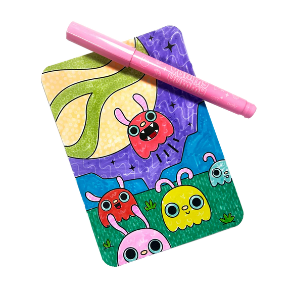 Undercover Art Hidden Pattern Coloring Activity Art Cards - Monster Aliens