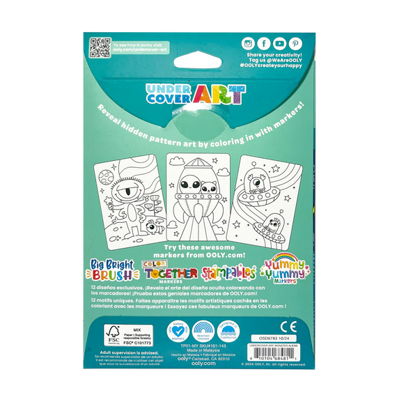 Undercover Art Hidden Pattern Coloring Activity Art Cards - Monster Aliens