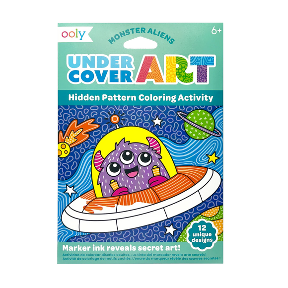 Undercover Art Hidden Pattern Coloring Activity Art Cards - Monster Aliens