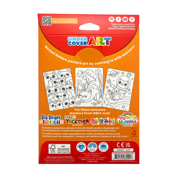 Undercover Art Hidden Pattern Coloring Activity Art Cards - Smitten Kittens