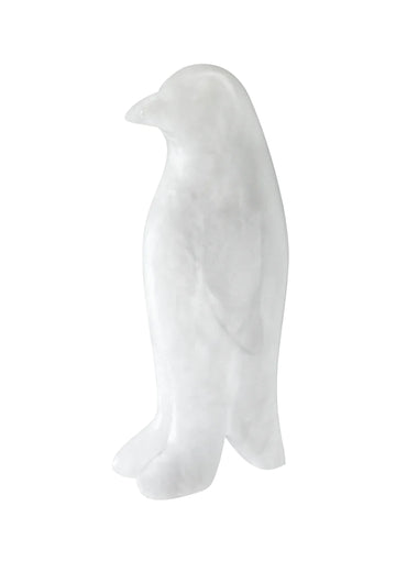 Penguin Alabaster Carving Kit - Smooth white alabaster penguin carving displaying handmade Canadian craftsmanship, unique gift idea.