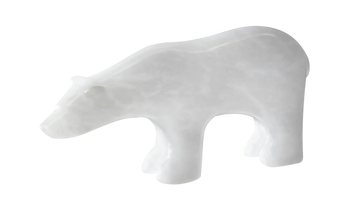 Polar Bear Alabaster Carving Kit - Handmade polar bear carving in smooth white alabaster, unique Canadian arts and crafts gift.