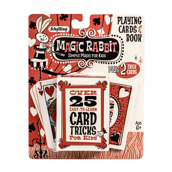 Magic Rabbit Card Tricks - Magic Rabbit card tricks set with playing cards and instructional book, unique handmade Canadian gift for kids ages 5+.