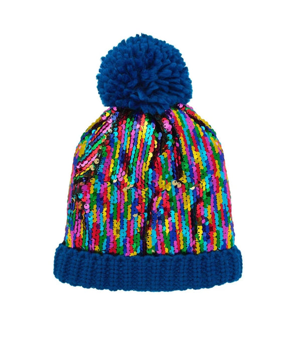 Rainbow Sequin Knitted Hat