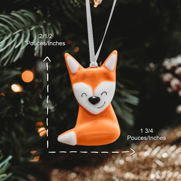 Fox Ornament - Handmade Canadian fox ornament in bright orange and white, unique Christmas gift decoration.