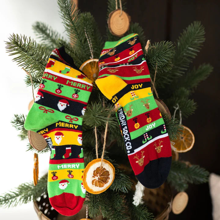 Men's Ugly Christmas Merry & Joy Socks