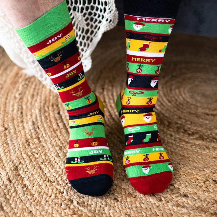 Men's Ugly Christmas Merry & Joy Socks - 0