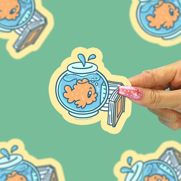 Reading Fish Vinyl Sticker