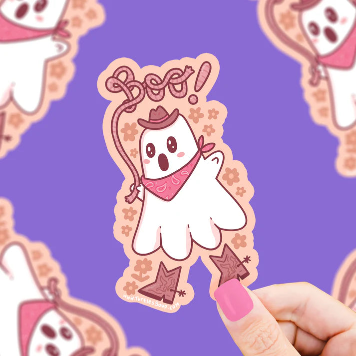 Boo Ghost Cowboy Western Vinyl Sticker
