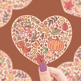 Autumn Fall Heart Love Vinyl Sticker