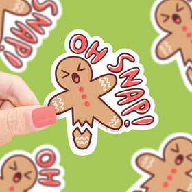 Oh Snap Gingerbread Man Vinyl Sticker