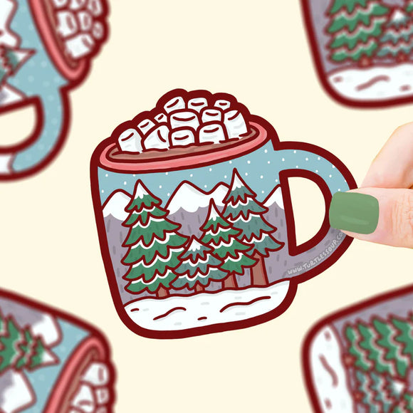 Hot Cocoa Cup Forest Vinyl Sticker