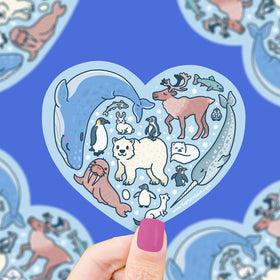 Icy Animals Wildlife Heart Vinyl Sticker