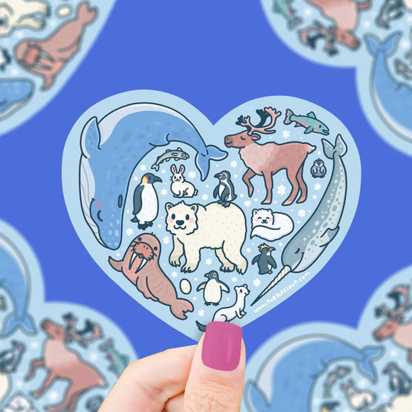 Icy Animals Wildlife Heart Vinyl Sticker