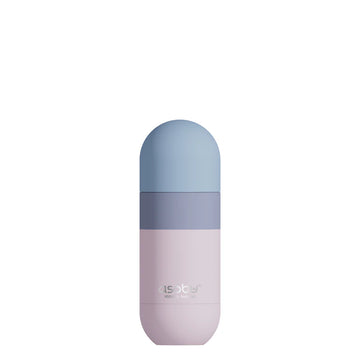 Orb Pastel Pink - Pastel pink and light blue capsule-shaped drinkware with matte finish and subtle branding.