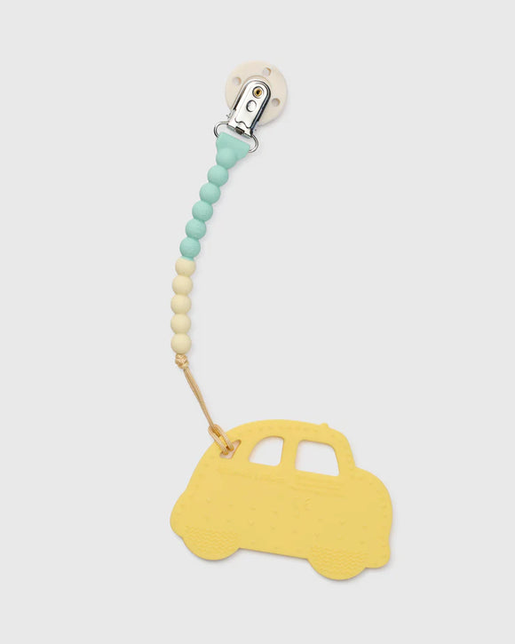 Yellow Taxi Pacifier Clip Teether Set (Loulou Lollipop)