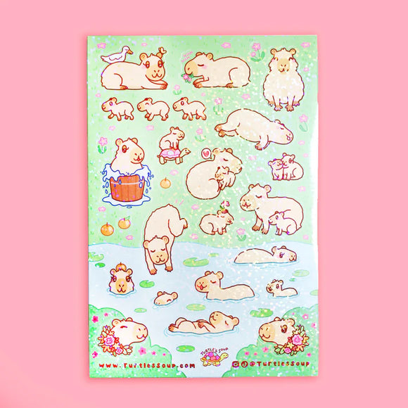 Capybara Glitter Sticker Sheet