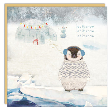 Let it Snow Penguin Holiday Card