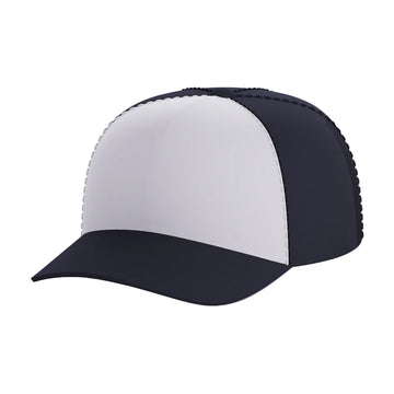 Happy Hats Trucker Cap Black - Black and white trucker cap with curved brim and mesh back panels, casual style.