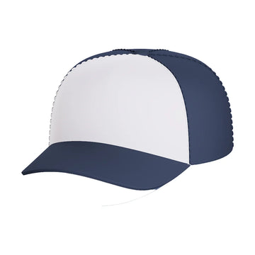 Happy Hats Trucker Cap Blue - Blue and white mesh trucker cap with curved brim and structured front panel.