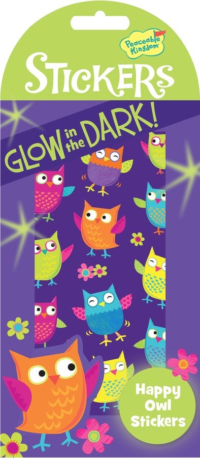 Glowing Happy Owls Stickers