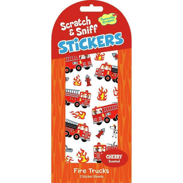 Cherry Fire Trucks Scratch & Sniff Stickers - Handmade Canadian Cherry Fire Trucks scratch-and-sniff stickers, unique gift for kids.