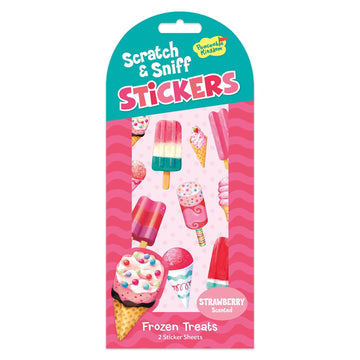 Frozen Treats Scratch and Sniff Stickers - Colorful frozen treat scratch and sniff stickers with popsicles and ice cream cones, unique handmade Canadian gift.
