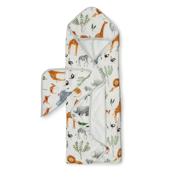 Loulou Lollipop Hooded Towel Set (Safari Animals)